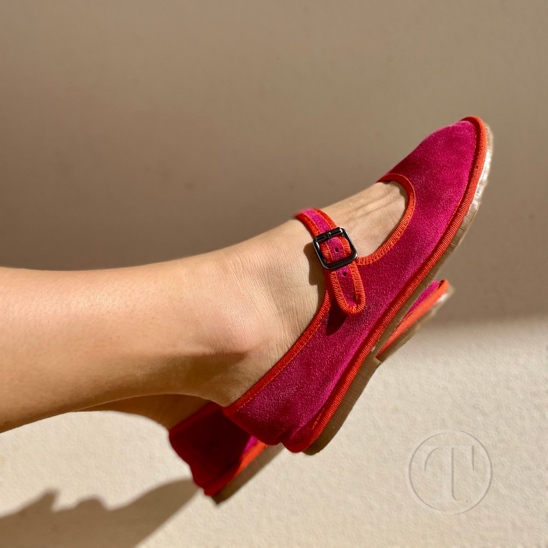 Friulana Mary Jane in camoscio fucsia